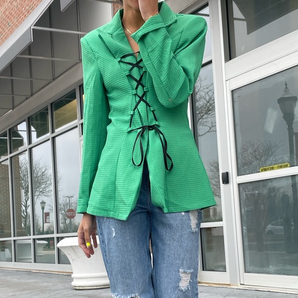 Lace Up Blazer - Picture 1 of 3
